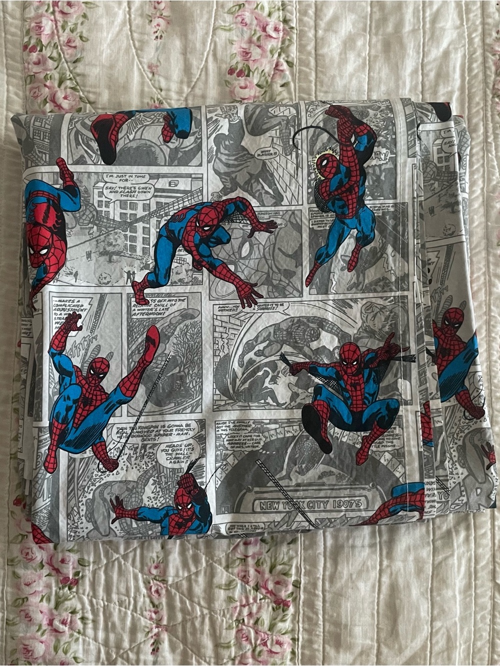 Pottery barn Spider-Man Comic Panel full bed sheet